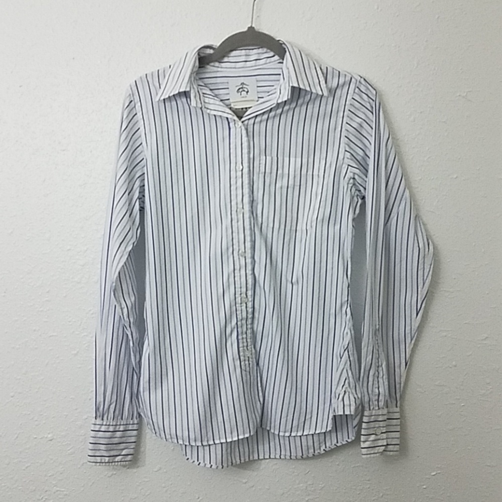 BROOKS Brothers sz 2 Button front shirt Pinstripe